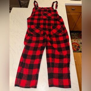 Shein flannel buffalo plaid check overalls red black 4x xmas